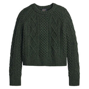 Pendleton Green Fisherman Cable Knit Washable Wool Sweater Women’s XL NWT